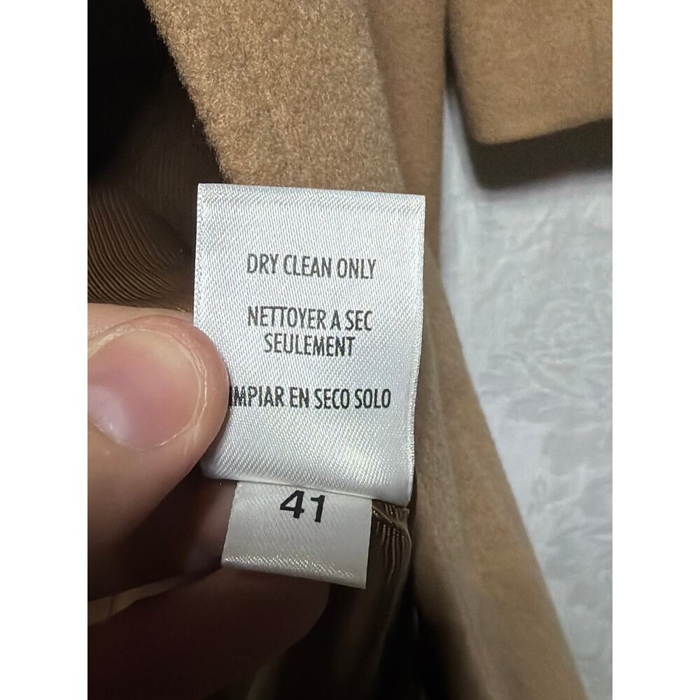 Petite Sophisticate Pea Coat Medium Camel Tan Wool Cashmere Lined Double Breaste - Picture 8 of 11